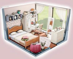 Sims 4 Room Layout, Sims Rooms Ideas No Cc, Cozy Bright Bedroom, Sims4 Bedroom Ideas, The Sims 4 Bedroom