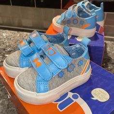 Blippi Ground Up Blippi Sneakers Toddler/Walker Size 5 New With Tags And New In Box Sold Out Everywhere , Extremely Hard To Find! 2 Pairs Available Both Toddler Size 5 Both New In Box And New With Tags Smoke And Pet Free Home Fun Blue Sneakers For School, Cute Blue Non-slip Sneakers, Blue Canvas Shoes With Rubber Sole, Closed Toe, Fun Blue Sneakers For Spring, Blue Fun Sneakers With Rubber Sole, Fun Blue Sneakers With Rubber Sole, Blue Slip-on Sneakers With Soft Sole, Playful Orange Sneakers, Fun Blue Spring Sneakers