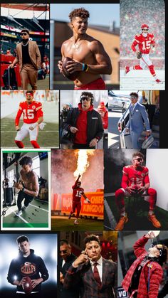 a collage of photos featuring athletes from different teams