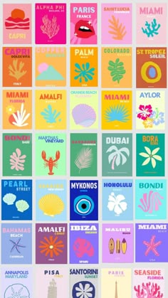 many different types of posters are shown in the same color scheme, each with their own name