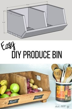 an easy diy produce bin for the kitchen