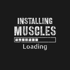 the logo for installing muscles loading on a black background with white text that reads,'installing muscles loading '