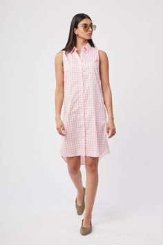 Poolside or paired with flat sandals running around the city, our simple sleeveless shirtdress is a staple.  On the shorter side, for a looser fit, size up.


  
 * Cotton 
 * Made in Portugal 
 * Powered by our patented No Gape® button technology 
 * Model is 5'11" and is wearing a size small Spring Daywear Dress With Shirttail Hem, Casual Summer Shirt Dress For Work, Spring Casual Shirt Dress With Shirttail Hem, Spring Shirt Dress With Shirttail Hem For Day Out, Sleeveless Shirt Dress For Spring, White Shirt Dress With Shirttail Hem, Relaxed Fit Shirttail Hem Summer Dress, Summer Shirttail Hem Daywear Dresses, Summer Dress With Relaxed Fit And Shirttail Hem