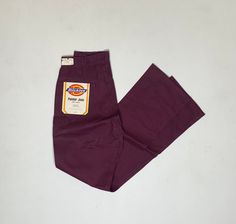 Old Stock Dickies Painters pants NEW. Marked sIZE 27/29 Rise-10 hips-17 Cuff-7.5 Purple Cotton Bottoms With Belt Loops, Retro Mid-rise Workwear Pants, Retro Mid-rise Bottoms For Workwear, Retro Mid-rise Pants For Work, Vintage Stretch Pants With Pockets, Retro Purple Cotton Bottoms, Dickies Painter Pants, Painters Pants, Dream Jeans