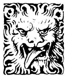 a black and white drawing of a lion's head with its mouth wide open