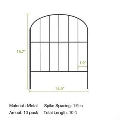 the measurements for an arched metal bed frame and headboard are shown in this drawing