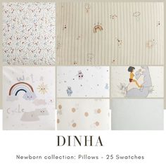 a collage of photos with the words dinha on it and images of children's wallpapers