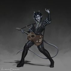 a drawing of a male character holding a guitar