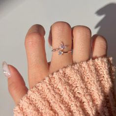 📌 Please Note: When adjusting the ring, please squeeze or expand the ring body slowly and gently. 💎 Materials: 14k Rose Gold Electroplated - more durable than regular platings Cubic Zirconia 📐 Size: Adjustable Open Design - Size 5+ Rose Gold Flower-shaped Rings With Cubic Zirconia, Rose Gold Flower-shaped Cubic Zirconia Rings, Rose Gold Cubic Zirconia Flower Ring As A Gift, Rose Gold Cubic Zirconia Flower Promise Ring, Adjustable Rose Gold Flower Ring For Anniversary, Rose Gold Open Ring For Proposal, Rose Gold Dainty Crystal Ring With Cubic Zirconia, Adjustable Pink Rings For Proposal, Dainty Rose Gold Cubic Zirconia Midi Rings