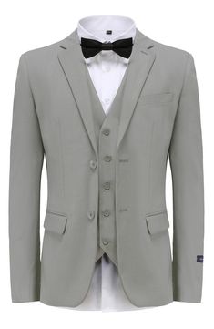 Bring understated elegance to the table in this three-piece suit crafted from rich fabric in a classic single-breasted silhouette. Jacket has notched lapels; chest welt pocket; front flap pockets Vest has front button closure; V-neck Pants have zip fly with button closure; front slant pockets; back button-welt pockets Jacket and vest are lined; trousers are lined to the knee 65% polyester, 35% viscose Dry clean Imported Each suit has a 6” drop, meaning that a size 38R jacket is paired with size Semi-formal Slim Fit Single Breasted Three-piece Suit, Semi-formal Slim Fit Three-piece Suit With Single Button, Slim Fit Single-breasted Three-piece Suit, Three-piece Single Breasted Suit, Fitted Three-piece Suit With Single Breasted Design, Single Breasted Three-piece Suit With Notch Lapel, Semi-formal Three-piece Suit With Single Breasted Design, Three-piece Suit With Single Button, Tailored Three-piece Single-breasted Suit