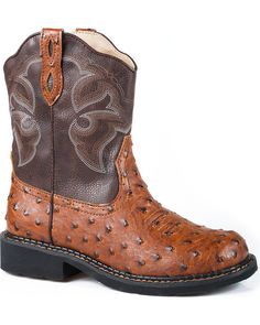 Exotic ostrich print vamp EVA cushion footbed Cowgirl Boots Round Toe, Womens Cowgirl Boots, Ostrich Boots, Roper Boots, Cowgirl Boot, Steel Toe Boots, Hype Shoes, Ostrich Leather, American West