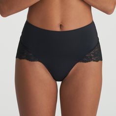 High-waist briefs for a cool retro silhouette. Black is a classic you cannot afford to do without in your lingerie drawer. Elegant Supportive Solid Color Bottoms, Elegant Supportive Solid Bottoms, Elegant High Waist Supportive Shapewear, Elegant Shapewear With Moderate Coverage, Elegant Brief Bottoms With Moderate Coverage, Modern Black Smoothing Bottoms, Black Soft Touch Shapewear, Elegant Seamless Brief Shapewear, Elegant Stretch Shapewear With Moderate Coverage