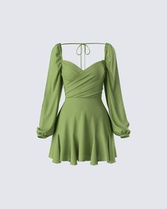 Light Green Clothes, Fall Mini Skirt Outfit, Fall Mini Skirt, Outer Dress, Wineries Outfit, Easy Hairstyles For Thick Hair, Pumpkin Patch Outfit, Green Mini Dress, Green Outfit