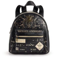 a harry potter backpack with hogwart's apatherary written on it