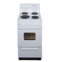 a white stove top oven sitting on top of a counter