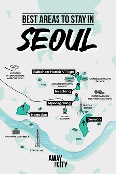 the best areas to stay in seoul info graphic design typograph illustration