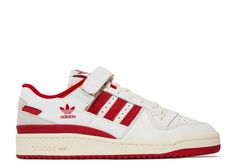 Forum 84 Low 'Team Power Red' - Adidas - GY6981 - cloud white/team power red/cream white | Flight Club White Tongue, Stripes Branding, Window Detail, Power Red, Adidas Forum, Flight Club, Heel Caps, Red Sneakers, Swag Shoes