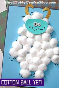 cotton ball yeti craft for kids to make