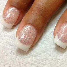 Sparkle French Manicure, French Manicure With A Twist, Winter Wedding Nails, Bridal Nails Designs, Glitter French Manicure, French Manicure Designs, Manicure Colors, French Manicure Nails