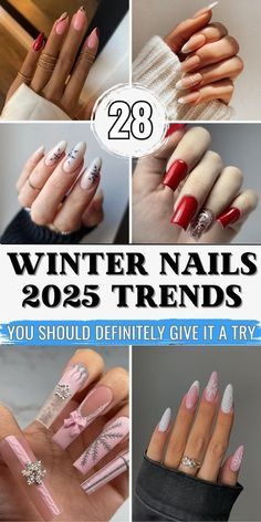 Trendy Nails Color, Almond Designs, Nails 2025, Winter Nail Ideas, 2025 Trends, Christmas Manicure, Festive Nail Art, Daisy Nails, Blue Nail Art