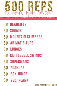 the ultimate guide to 50 reps for beginners with text overlaying it