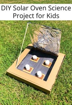 an open box with some balls in it and the words diy solar oven science project for kids