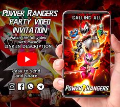 someone is holding up their phone to play power rangers party video