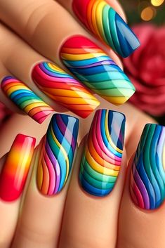 Colorful Nail Art Designs, Fun Neon Nails, Pride Nail Art, Flower Nail Art Designs, Pink White Nails, Rainbow Nails Design, Summer Nail Ideas, Ballet Nails, Summer Nail Designs