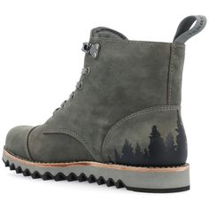 Territory's Zion hiking boot is ready to take you wherever your adventure may go. This water-resistant genuine leather boot features a gorgeous pine tree design on the tongue & heel. A durable EVA/Rubber sole paired with a 6 mm Tru Comfort Foam� insole rounds the design for comfort and support. High-top Waterproof Boots With Reinforced Heel For Hiking, High-top Waterproof Hiking Boots With Reinforced Heel, Rugged Round Toe Moto Boots For Outdoor Activities, Rugged Moto Boots With Round Toe For Outdoor Activities, Rugged Moto Boots With Round Toe For Outdoor, Rugged High-top Moto Boots For Hiking, Rugged Lace-up Moto Boots For Hiking, Rugged Moto Boots With Vibram Sole For Outdoor Activities, Rugged Moto Boots With Vibram Sole For Outdoor