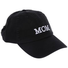 Celebrate parenthood with accessories like the Mom Baseball Cap added to your wardrobe. This black fabric hat features white embroidered letters across the front. Wear this adjustable cap as you take your children to their activities or as you complete tasks around the home to show everyone who's got this whole thing covered! Details: 	 Size: One Size Fits Most 	 Content: 100% Cotton 	 Care: Hand Wash, Cold; Non-Chlorine Bleach Only; Dry Flat Embroidered Letters, Black Fabric, Hat Fashion, Wearable Art, Baseball Cap, Baseball Hats, Bleach, Hand Wash, Baseball