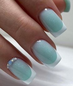 White And Baby Blue Nails, Manicure Nail Designs, Her Nails, Pretty Nail Art Designs, Short Acrylic Nails Designs, Dipped Nails, Fancy Nails, Chic Nails