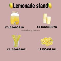 the lemonade stand is shown with its ingredients