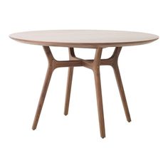 an oval table with wooden legs and a white top, on a white background is the image