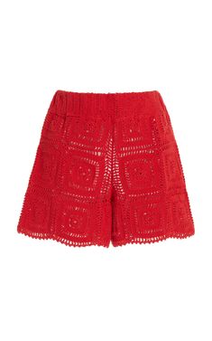 Auri Crocheted Cotton Shorts By All That Remains | Moda Operandi Cotton Boxer Shorts, All That Remains, Colorful Crochet, Crochet Shorts, Crochet Clothing, Romantic Lace, Cotton Crochet, Environmental Impact, Cotton Poplin