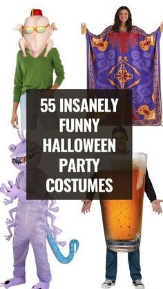 halloween costumes for adults and children with text that reads, 5 insanely funny halloween party costumes