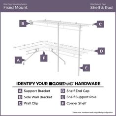 an image of a shelf with instructions to install the brackets on it and how to use them