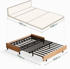 the bed frame is shown with measurements for it