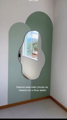 an advertisement with a mirror on the wall