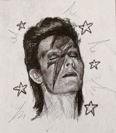 a drawing of a man with stars on his face