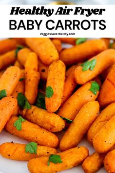 healthy air fryer baby carrots on a white plate