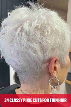 Natural Silver Textured Pixie for Thin Hair Choppy Bob Hairstyles For Fine Hair, Spiky Hair