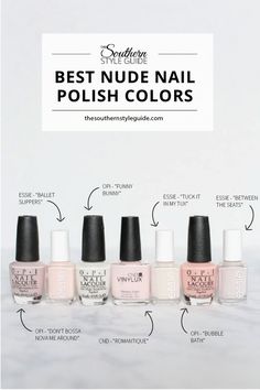 Nude Nail Polish Colors, Best Nude Nail Polish, Essie Ballet Slippers, Opi Bubble Bath, Nude Nail, Polish Colors, Neutral Nails