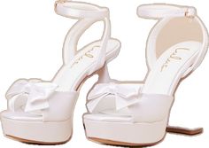 Satin Sandals With Padded Heel For Wedding, Summer Formal Satin Wedding Shoes, Elegant White Satin Sandals, White Satin Heels For Summer, White Satin Evening Sandals, Square Toe Sandals For Summer Wedding, Square Toe Sandals For Wedding In Spring, Summer Wedding Square Toe Sandals, Summer Wedding Sandals With Square Toe