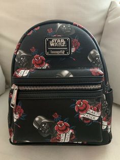 NWT Loungefly Disney Star Wars Tattoo Darth Vader Mini Backpack. Vader Tattoo, Darth Vader Tattoo, Star Wars Backpack, Tattoo Mini, Loungefly Mini Backpack, Disney Purse, Cute Mini Backpacks, Star Wars Tattoo, Loungefly Bag