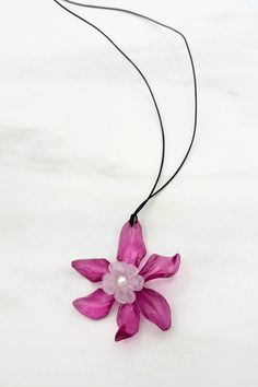 Accessory Slot 10 Feminine Flower Necklace With Flower Charm, Elegant Flower Necklace For Beach, Adjustable Handmade Flower Necklace, Adjustable Flower Necklace With Flower Decoration, Magenta Flowers, Simple Rules, Mixing Fabrics, Delicate Flower, Flower Pendant