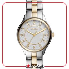 in stock Luxury Metal Watches With Diamond Hour Markers, Hand Watch, Three Hands, Steel Watch, Stainless Steel Watch, Michael Kors Watch, Accessories Watches, Fossil, Two Tone