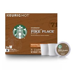 starbucks pike place coffee k - cups, 24 count box and keurig hot single serve cup