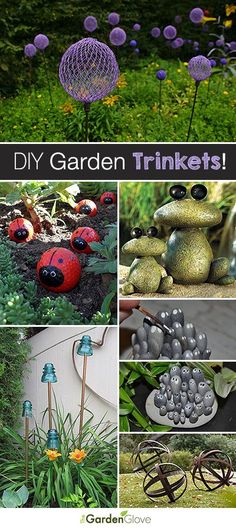 garden trinkets with ladybugs and flowers in them are all different colors