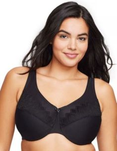 WONDERWIRE TECHNOLOGY: A padded underwire adds an extra layer of cushion to prevent wire poke.; MINIMIZER: Minimizer cups reduce bust projection by up to 1 inch.; CUSTOM FIT: Close-set, adjustable straps won't slip off your shoulders.; NATURAL SHAPE: Flattering, full coverage cups with soft mesh and lace detailing.; DESIGNED IN NEW YORK SINCE 1921: We have over 100 years experience crafting bras for curvy women. | Glamorise Women's Full Figure Plus Size WonderWire Minimizer Bra Underwire #9003, Minimizer Bra, Wonder Bra, Minimiser Bra, Unlined Bra, Full Coverage Bra, Plus Size Bra, Black Bra, Full Figured, Underwire Bra