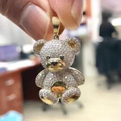 (eBay) Find many great new & used options and get the best deals for 2CT Round Real Moissanite Charm Mini Teddy Bear Pendant 14k Tow-Tone Gold Plated at the best online prices at eBay! Free shipping for many products! Teddy Bear Pendant, 3d Fashion, Head Jewelry, Bear Pendant, Diamond Charm, Black Diamonds, Yellow Gold Pendants, Diamond Fashion, Lab Created Diamonds